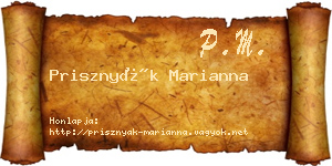 Prisznyák Marianna névjegykártya